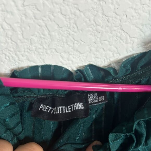 Pretty Little Thing dark green long sleeve off shoulder bodysuit size 10 24C - Picture 2 of 5